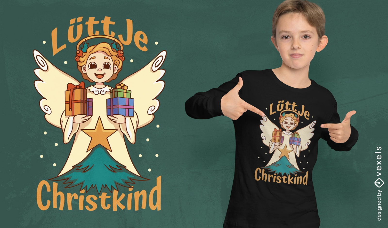Engel mit Geschenken Weihnachts-T-Shirt-Design