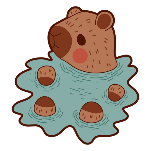 Capivara descansando em uma piscina de água Desenho PNG