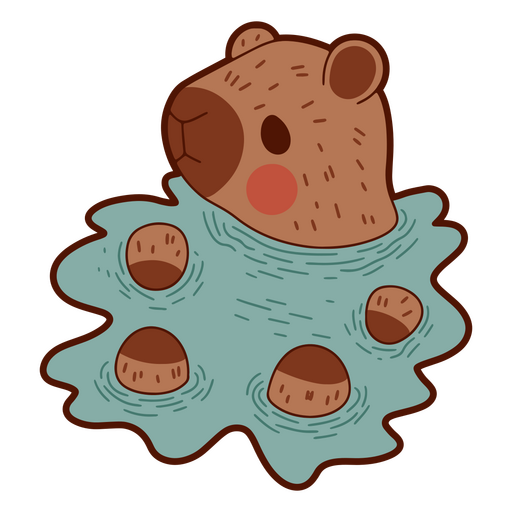 Capybara lounging in a pool of water PNG Design