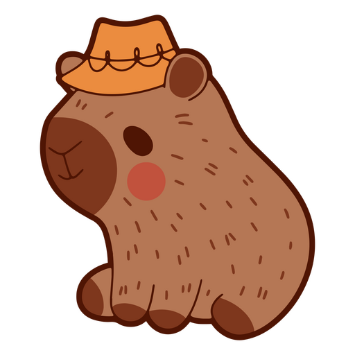 Capybara wearing a nice hat PNG Design