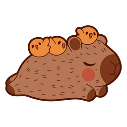 Design PNG E SVG De Capivara Andando Com Um Pintinho Nas Costas