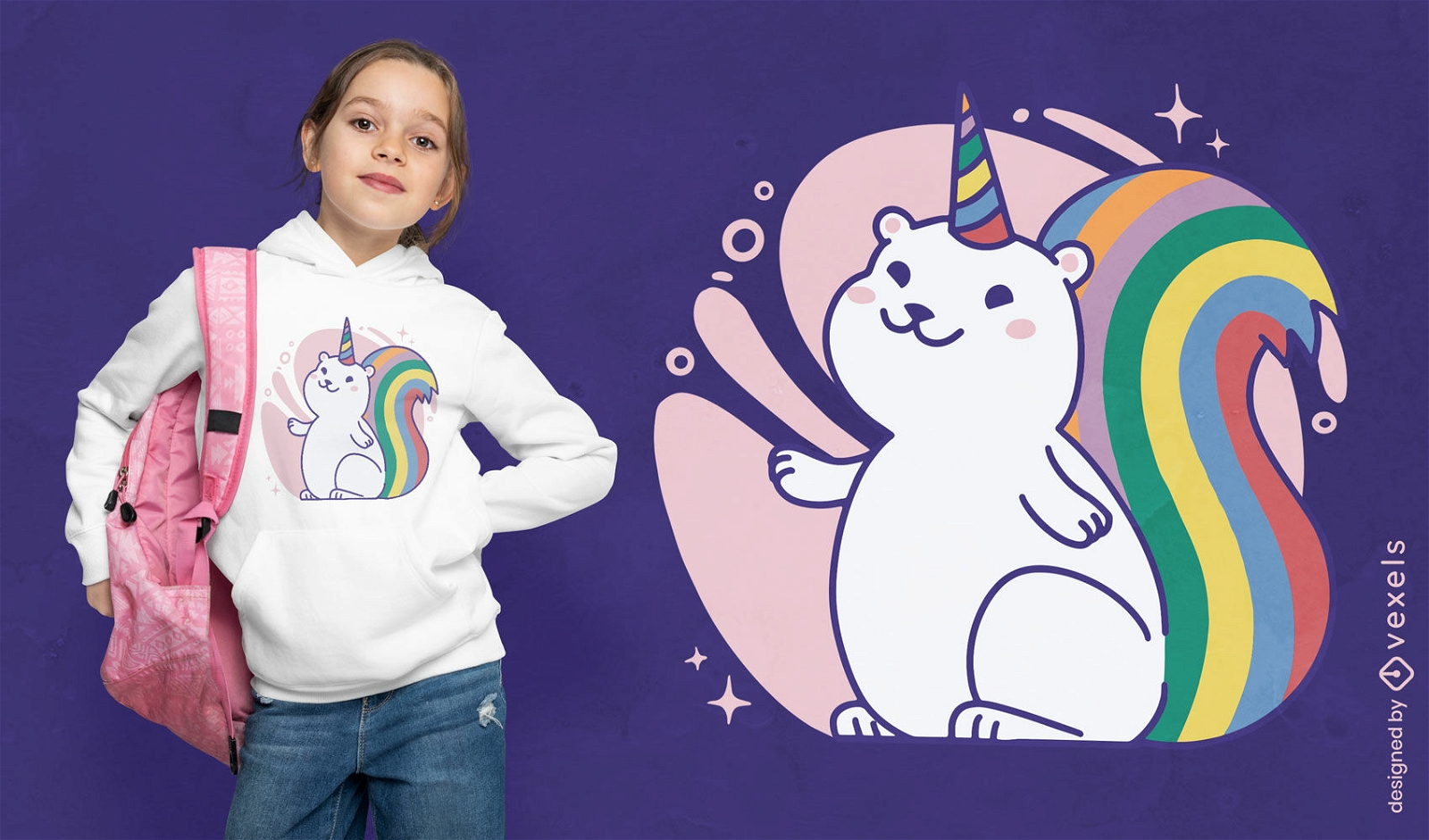 Design de camiseta animal esquilo arco-íris