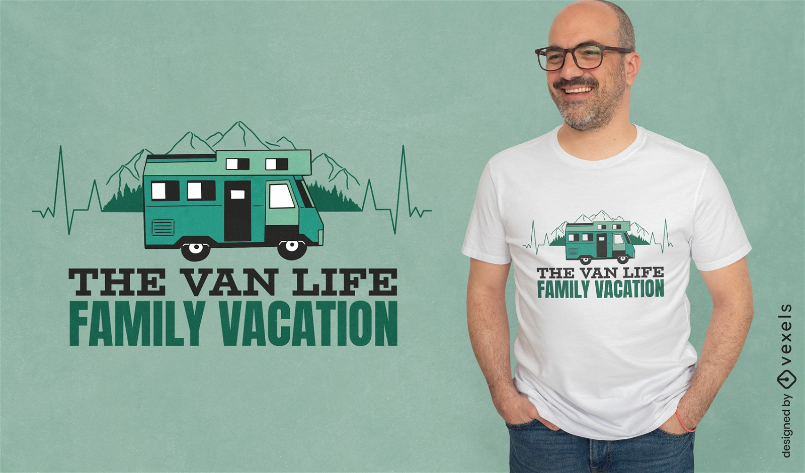 Van transport and mountains t-shirt design