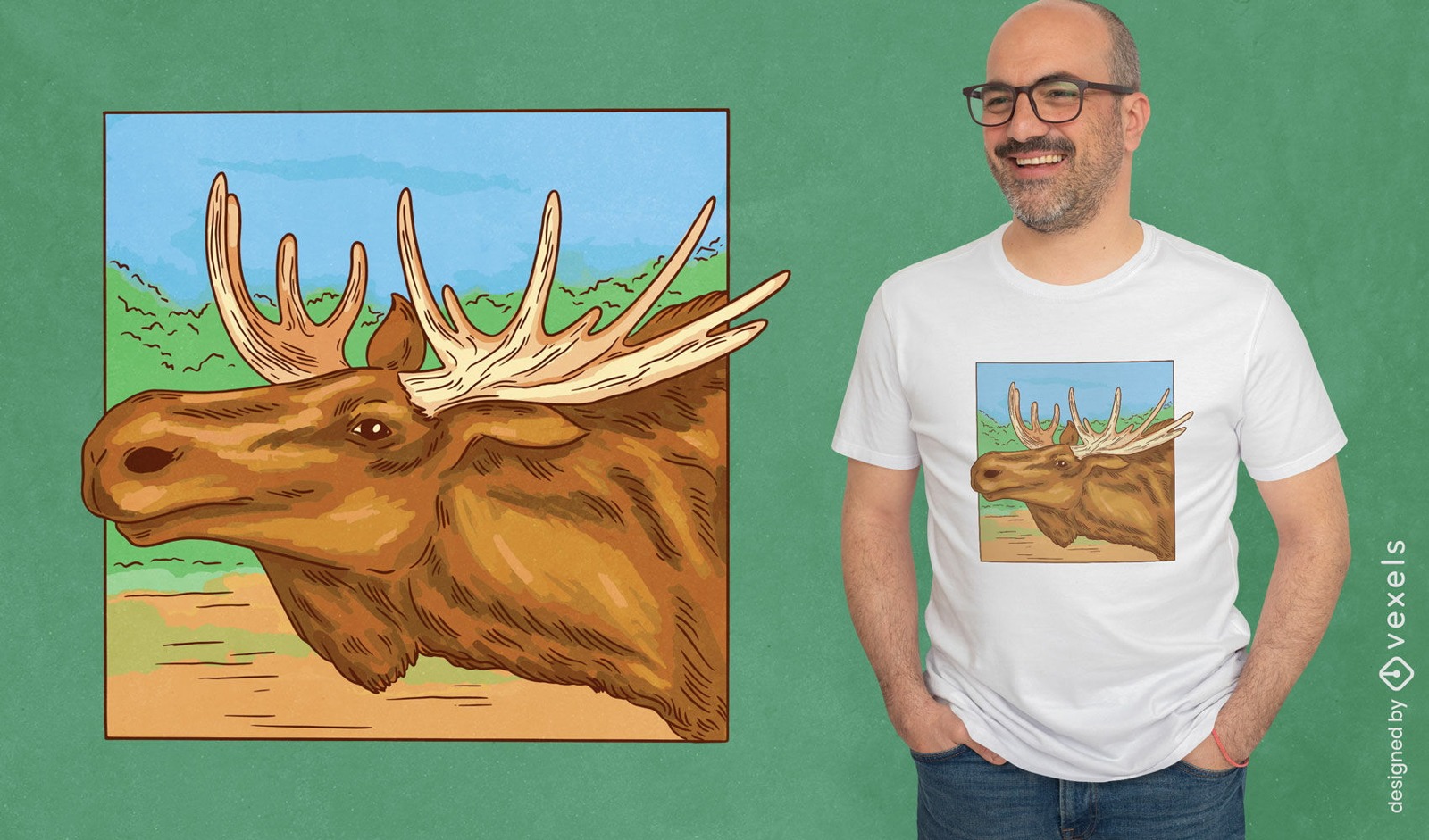 Diseño de camiseta de retrato de animal de alce