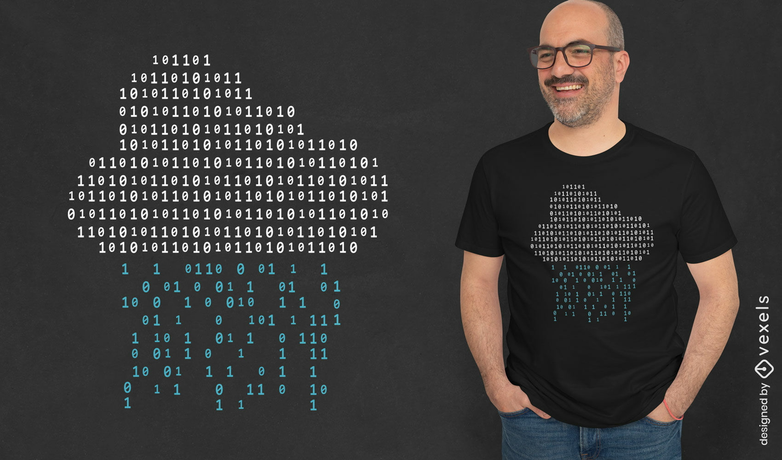 Nuvem com design de camiseta de código binário