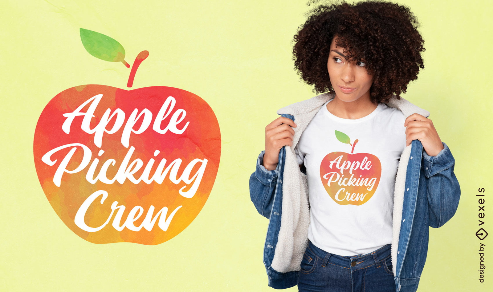 Diseño de camiseta de comida saludable de manzana acuarela