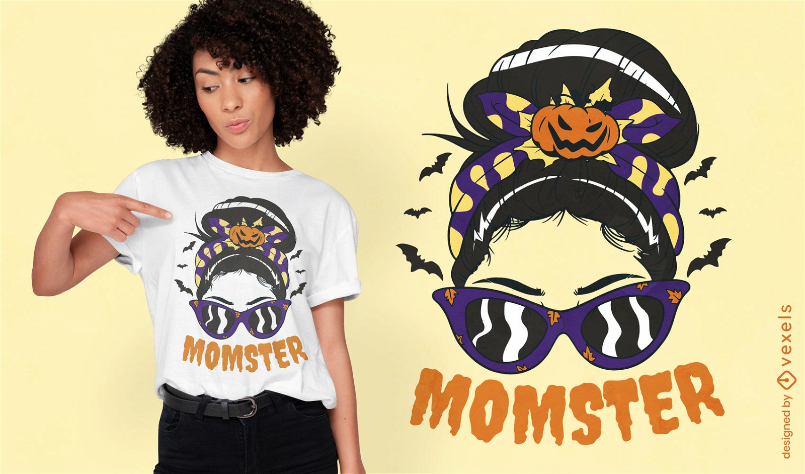 Frau mit Halloween-Stirnband-T-Shirt-Design
