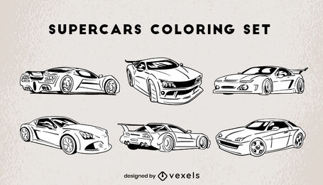 Juego de colorear de transporte de super coches.