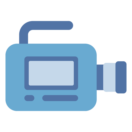 Flache Ikone der blauen und grauen Videokamera PNG-Design