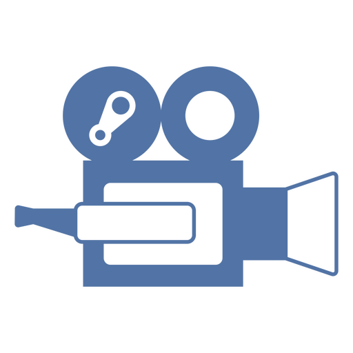 Blue and white video camera flat icon PNG Design