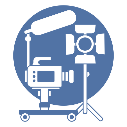 Blaue und wei?e Ikone der Videokamera und Filmlichter PNG-Design