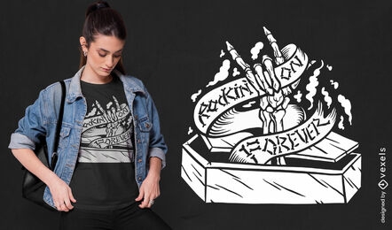 Rock and roll skeleton hand t-shirt design