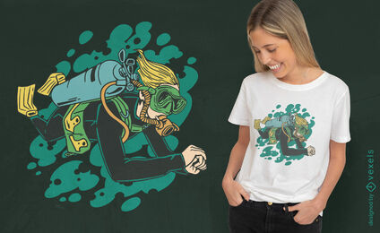 Diver in the ocean t-shirt design