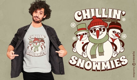 Snowmen cartoon funny t-shirt design