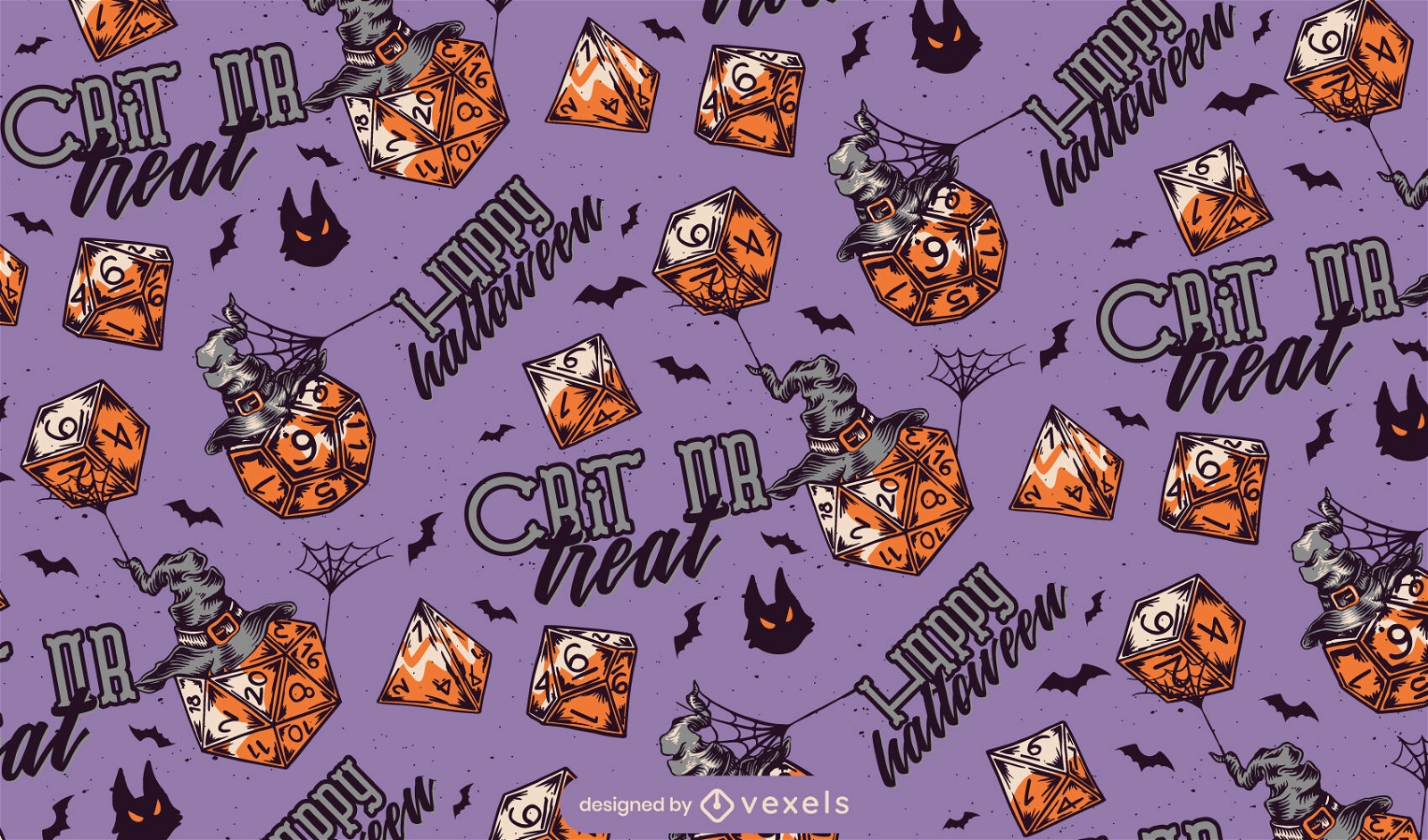 Halloween rpg dices holiday pattern design