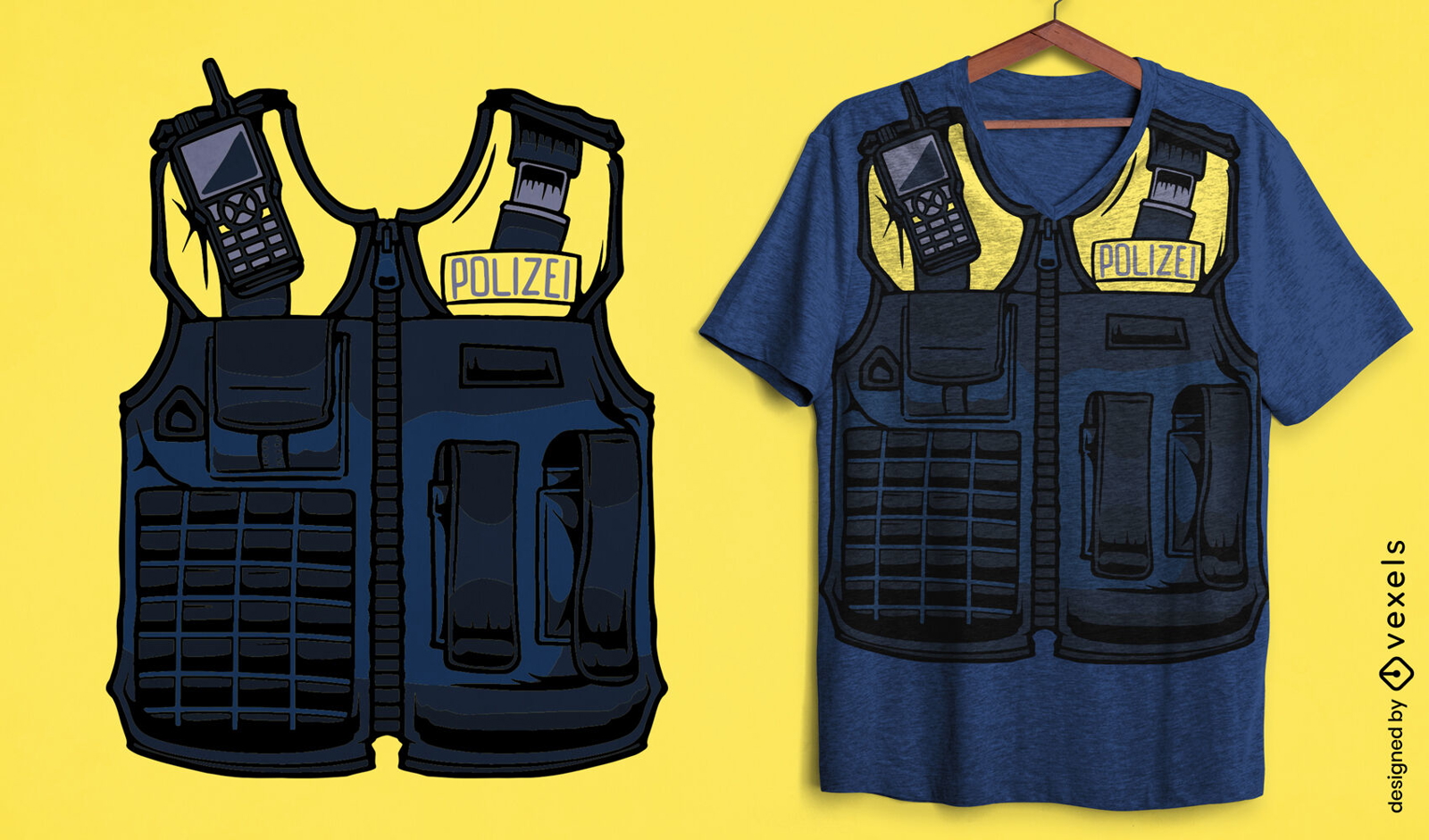 Diseño de camiseta de uniforme de policía alemana.