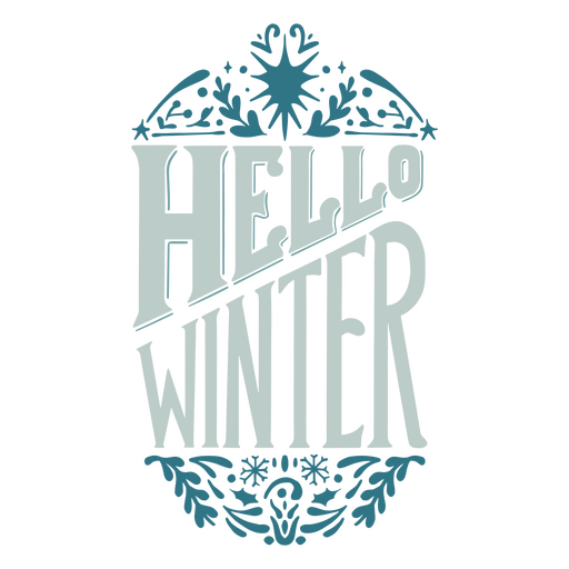 Hola etiqueta adornada de invierno Diseño PNG