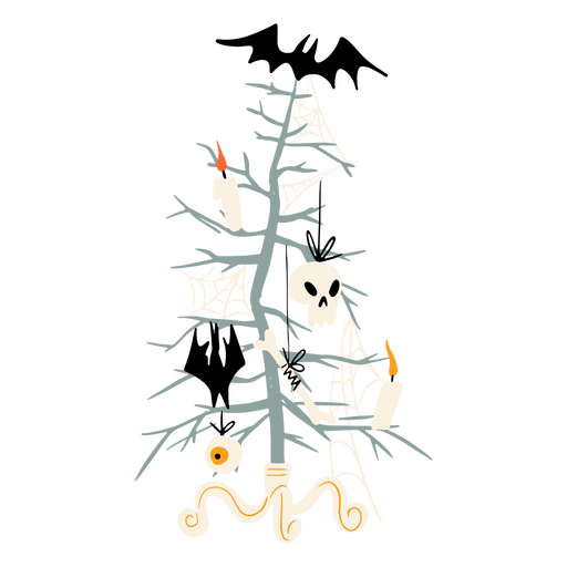 Árbol de Navidad con decoración de Halloween Diseño PNG