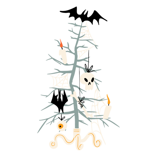 Árvore de Natal com decoração de Halloween Desenho PNG