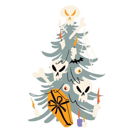 Árbol de Navidad con decoración de Halloween Diseño PNG