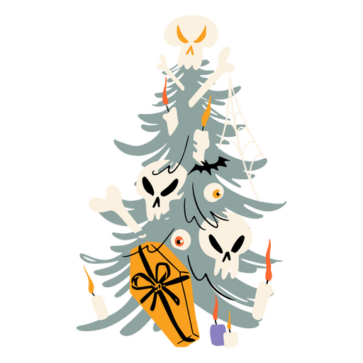 Christmas tree with Halloween decor PNG Design