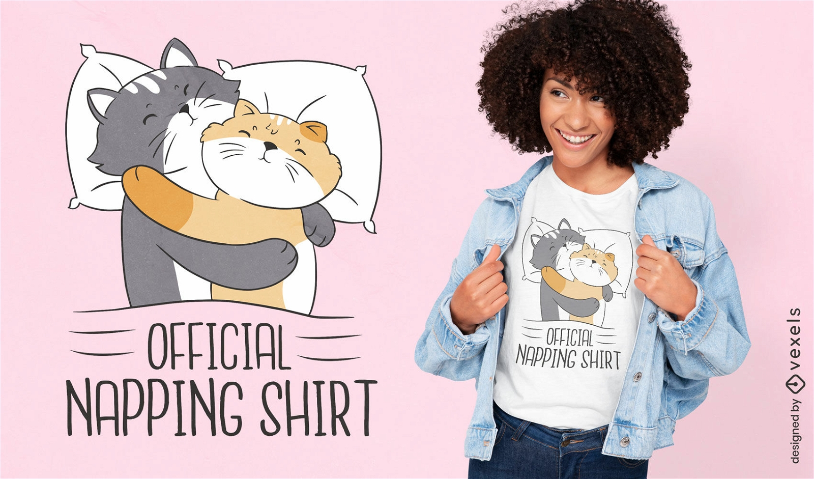 Niedliches Nickerchen machendes Katzen-T-Shirt Design