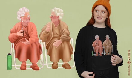 Elderly women drinking mate t-shirt design