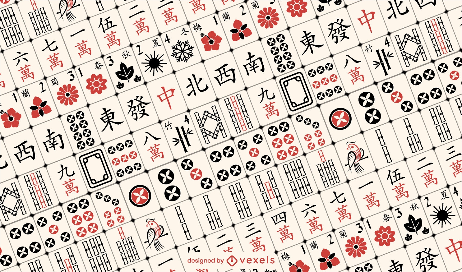 Design de padrão de jogo antigo chinês Mahjong