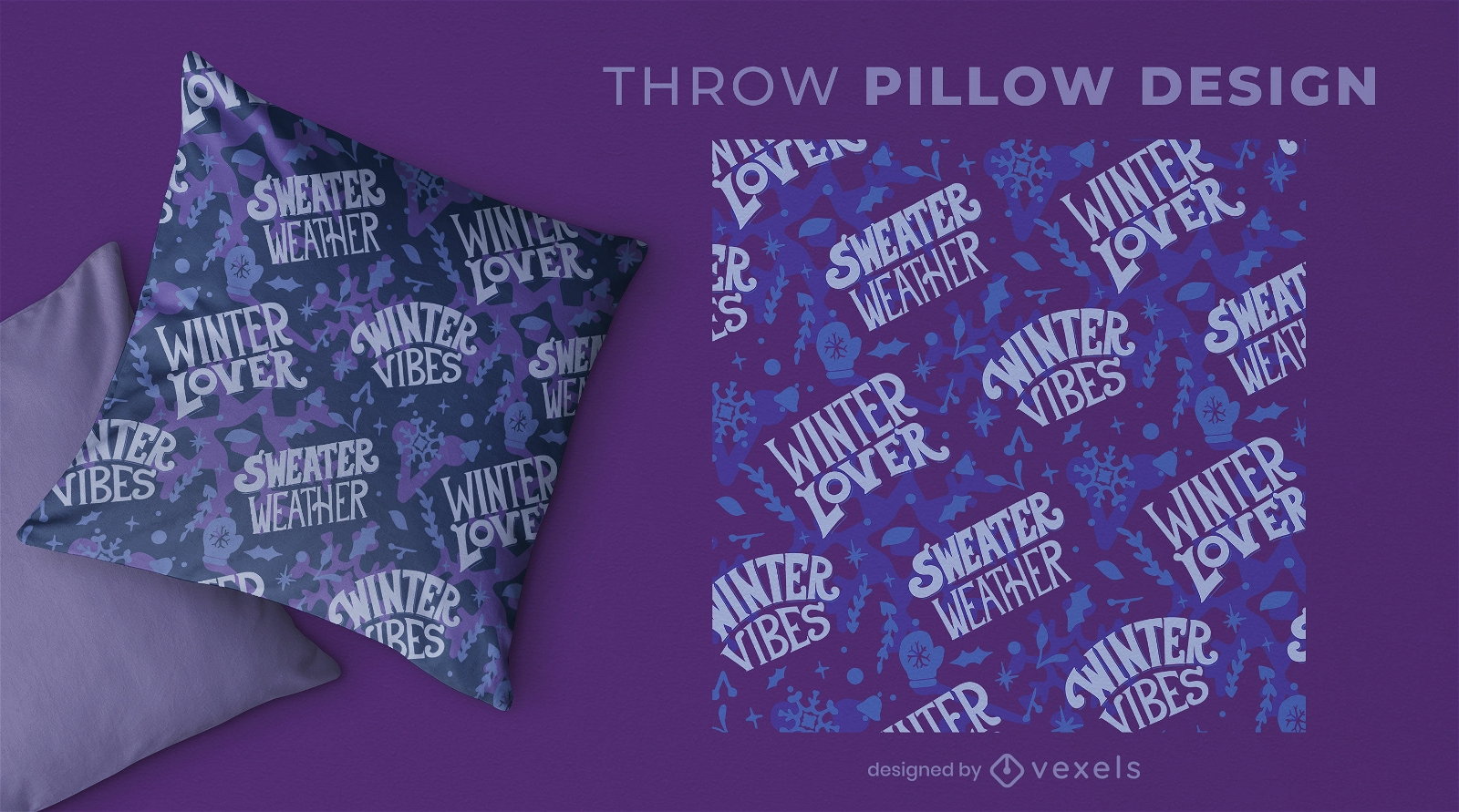 Winter pattern throw pillow design