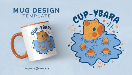Design de caneca de trocadilho com poça de capivara