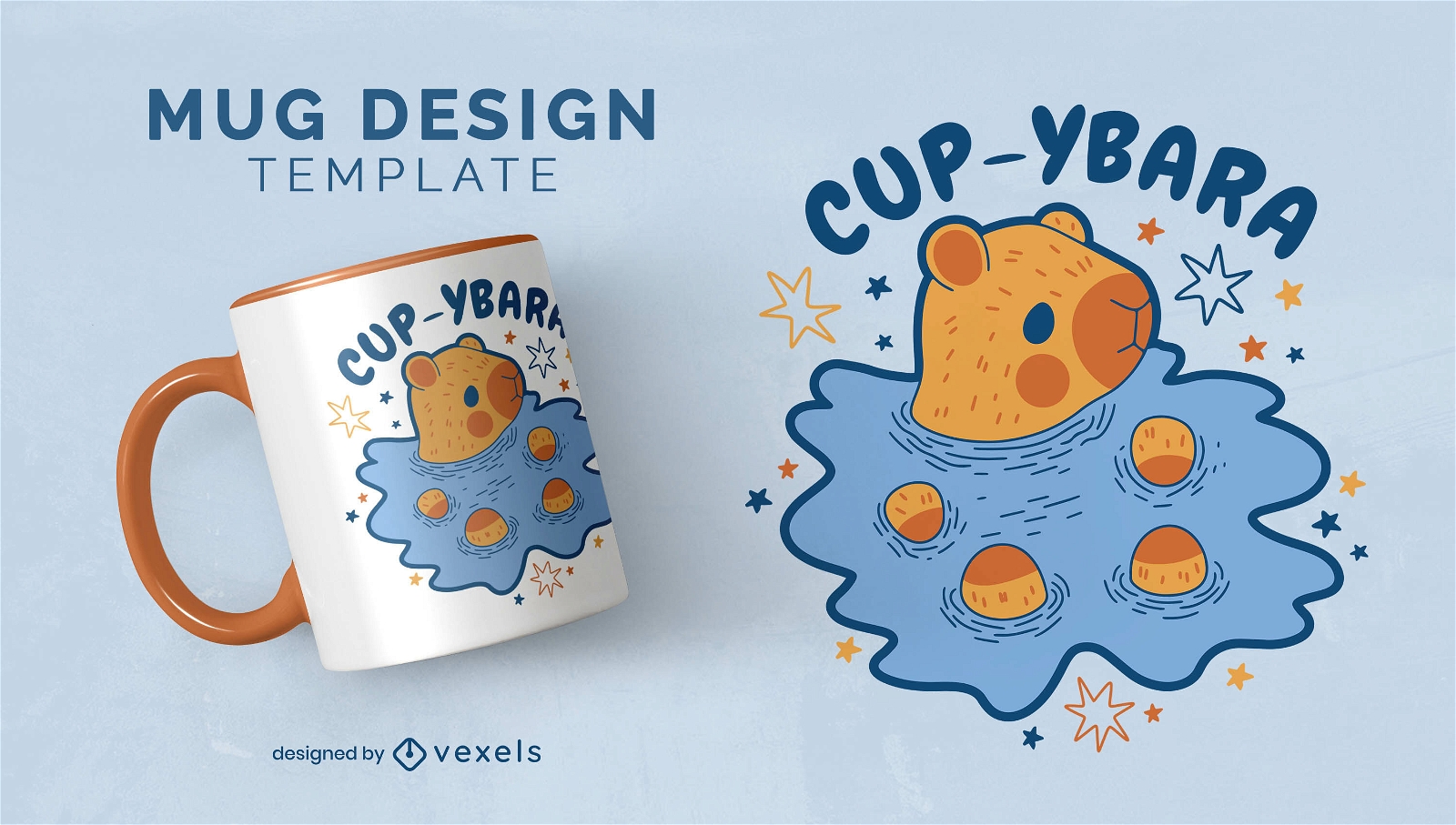 Capybara puddle pun mug design