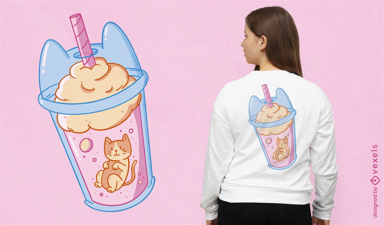 Diseño de camiseta de taza de café de gato.