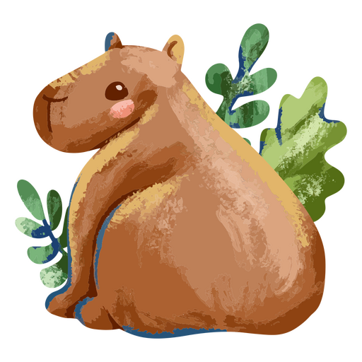 Capybara hinter dem Laub PNG-Design