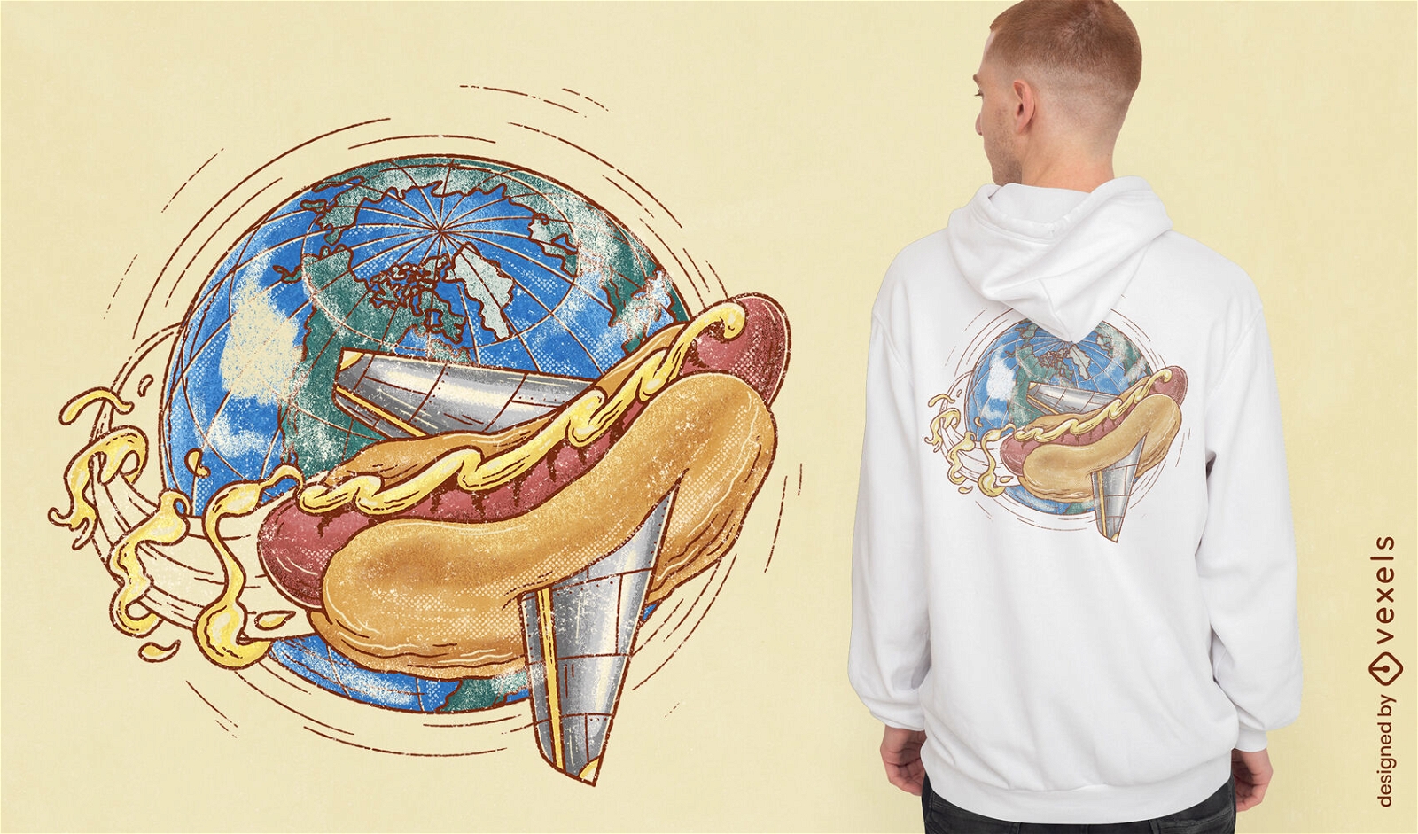 Diseño de camiseta de avión de hot dog