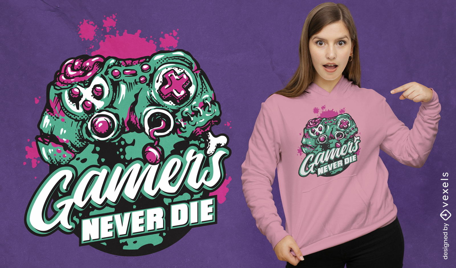 Gamer sterben nie Halloween-T-Shirt-Design