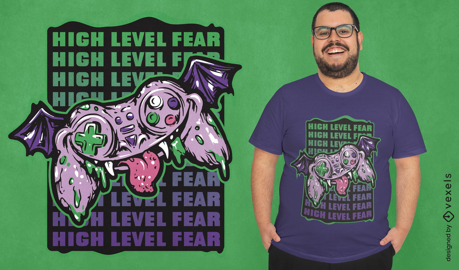 Controlador de juegos Monster Diseño de camiseta de Halloween