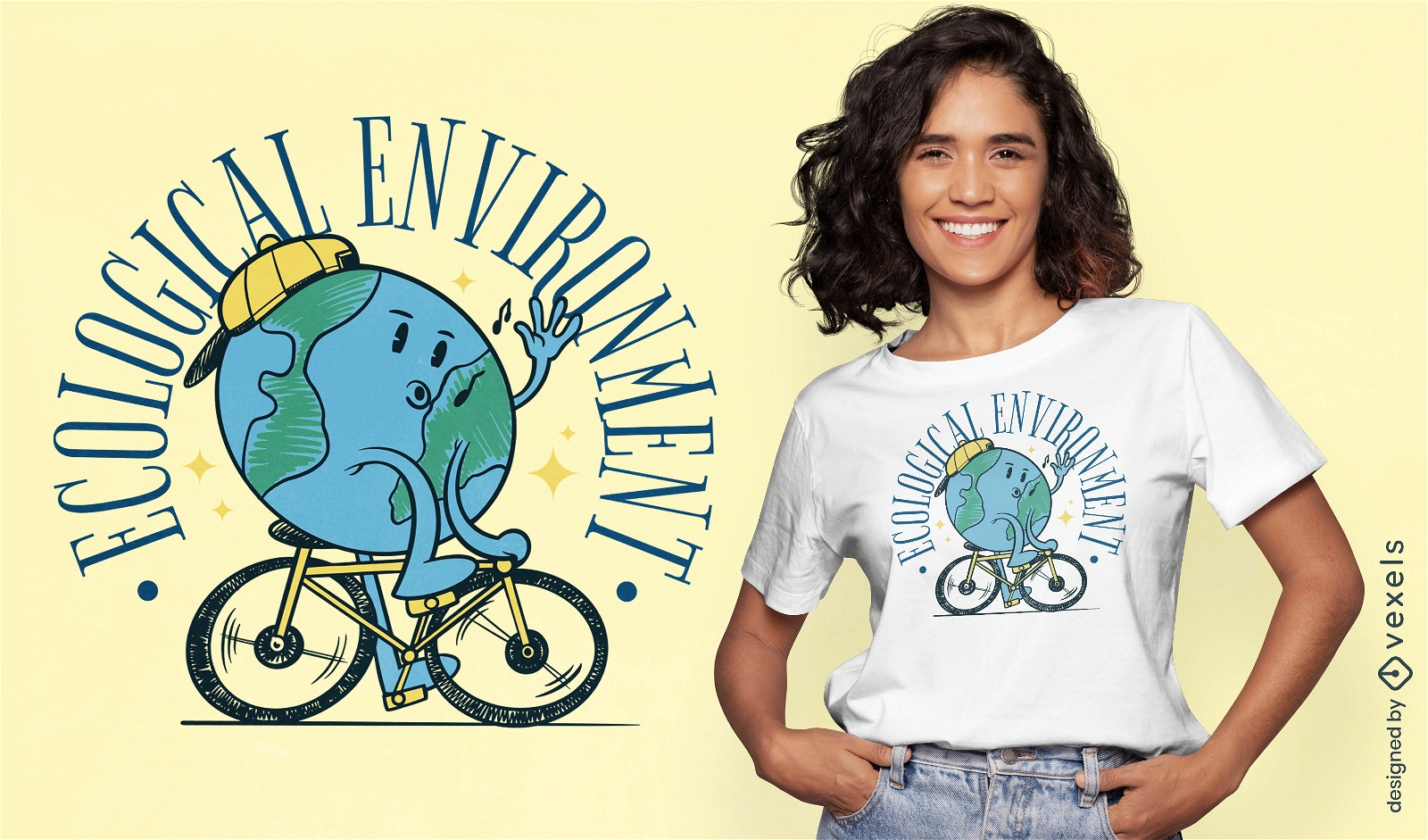 Planet Earth riding bicycle t-shirt design