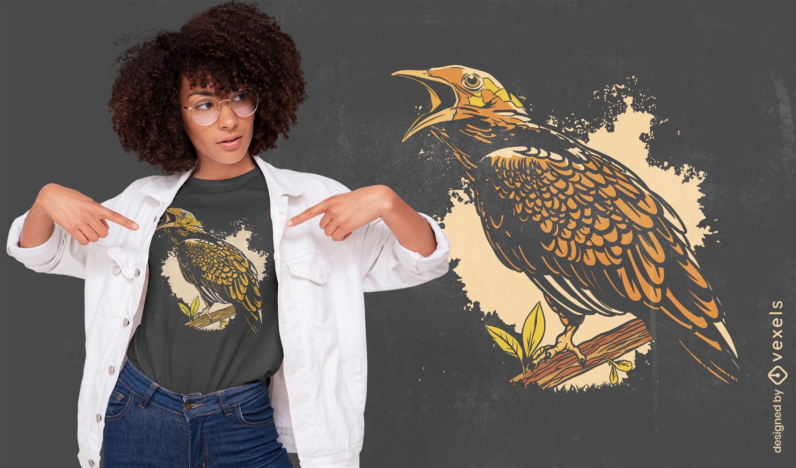 Diseño de camiseta de animal pájaro Beo