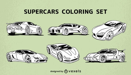 Awesome Supercars Coloring Set Vector Download