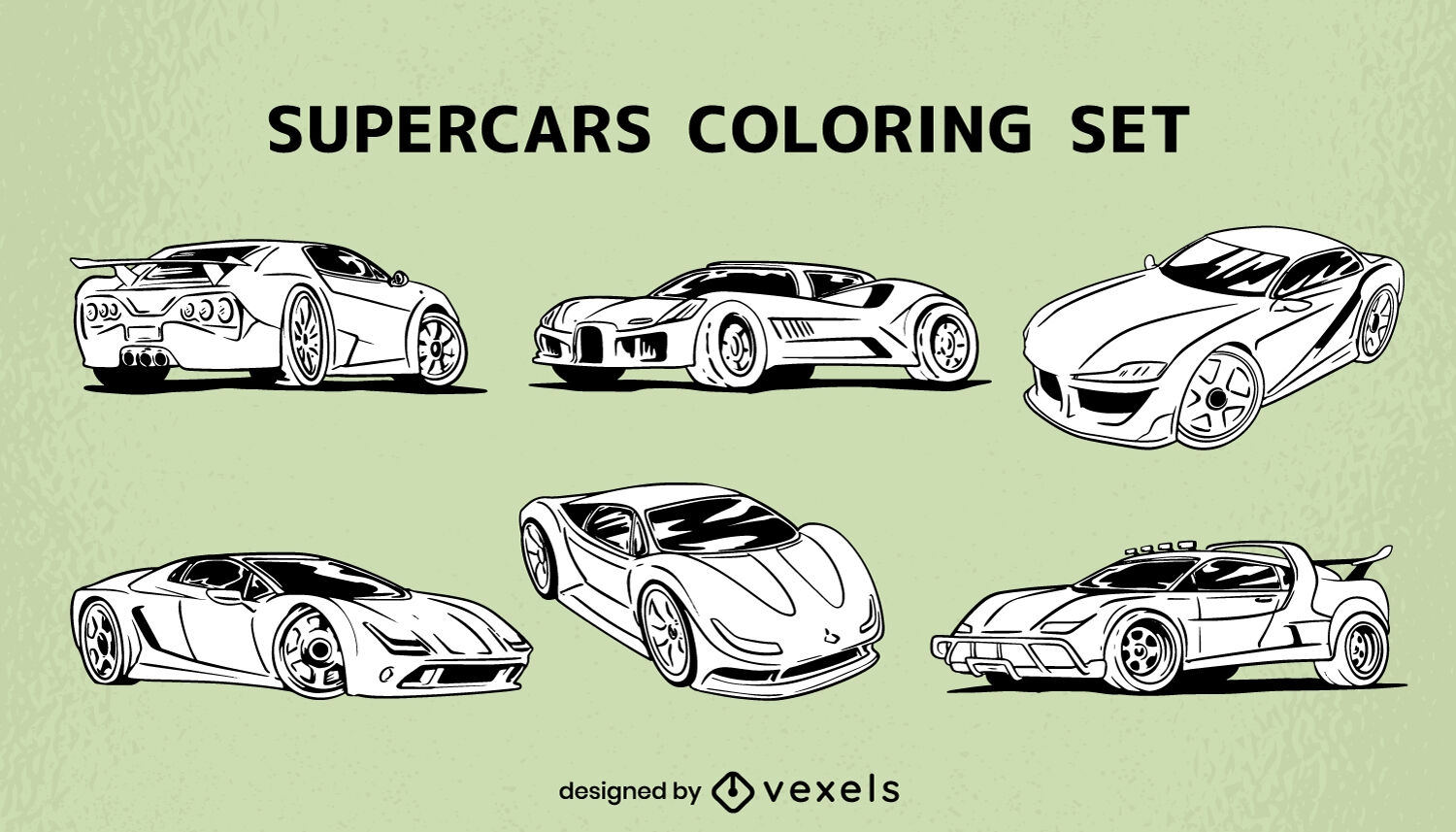 Awesome supercars coloring set