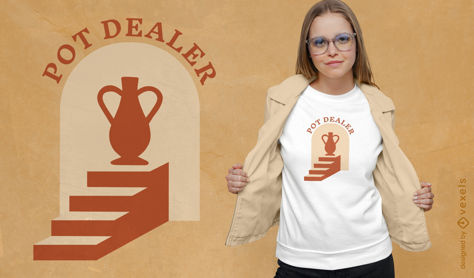 Ceramic pot and stairs t-shirt design