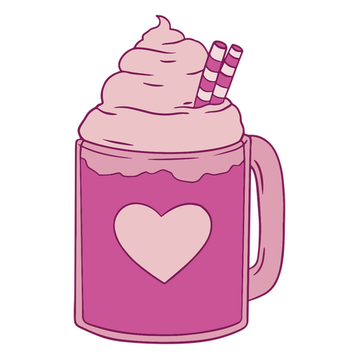 Batido en vaso con decoración de corazón Diseño PNG