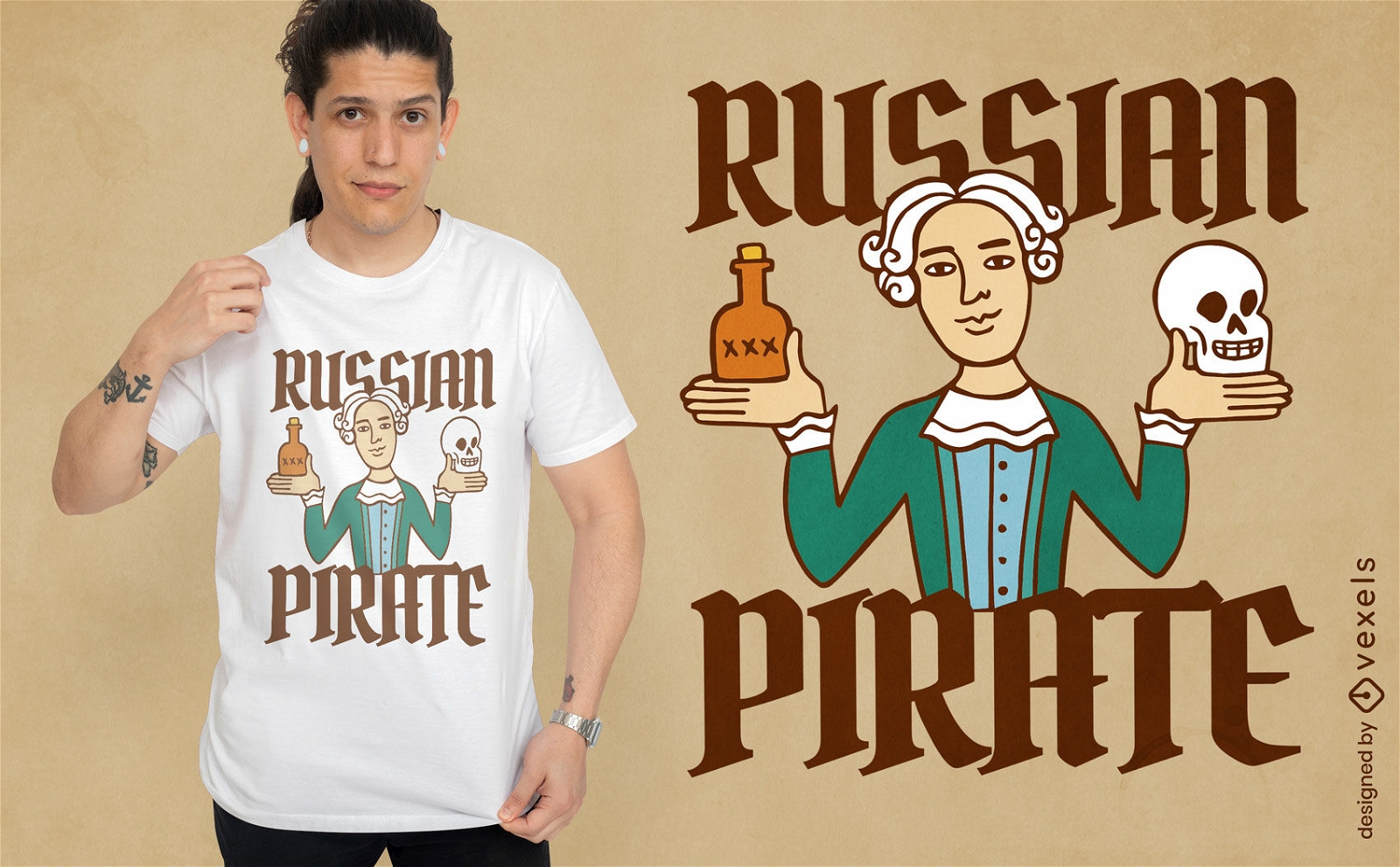 Diseño de camiseta de pirata ruso.