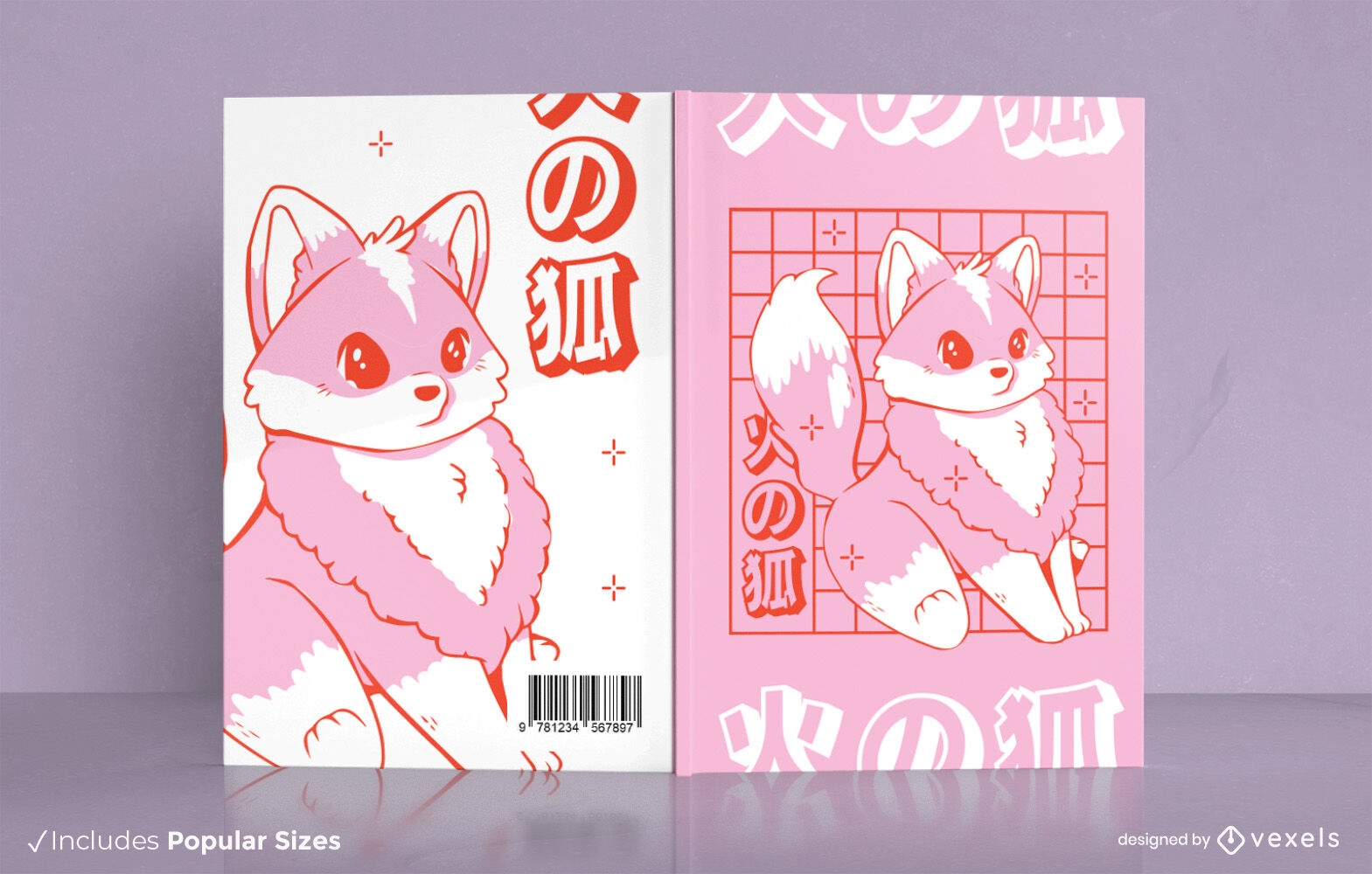 Diseño de portada de libro japonés de animales zorro