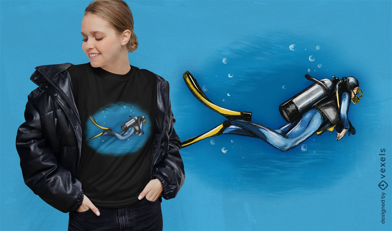 Scuba diver illustration t-shirt design