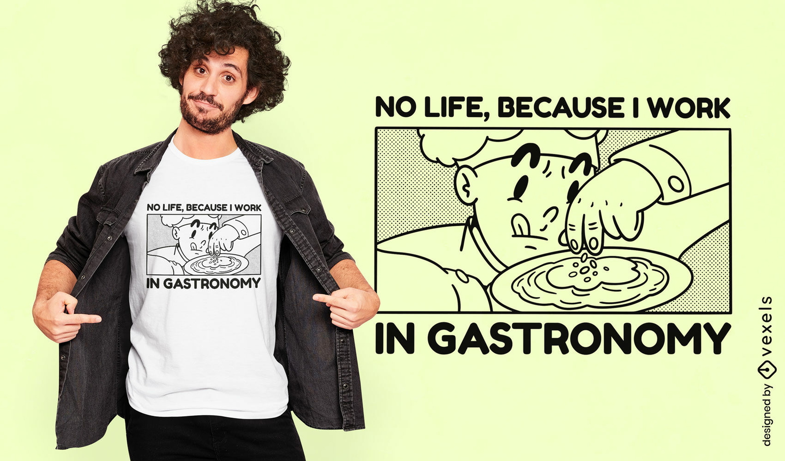 Diseño de camiseta de chef de gastronomía.