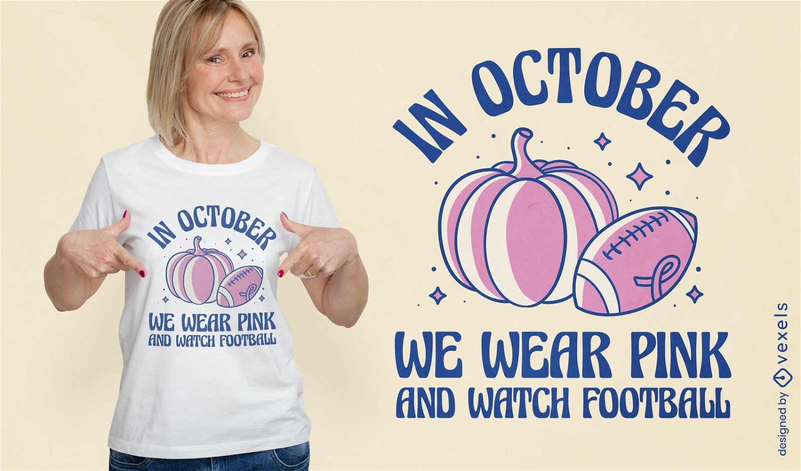 Diseño de camiseta de concientización sobre el cáncer de octubre.