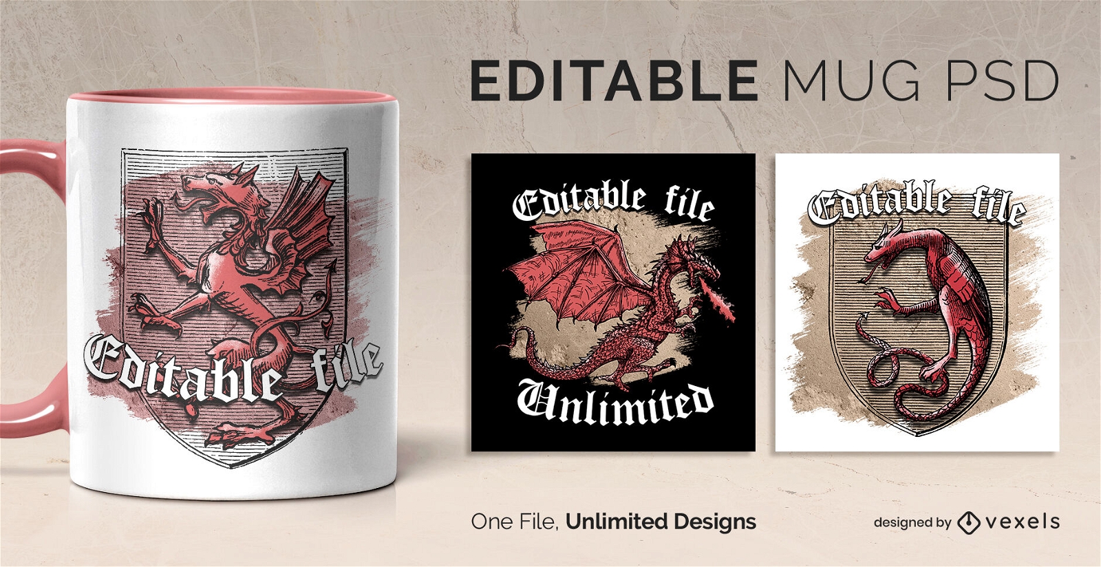Dragon badge scalable mug design