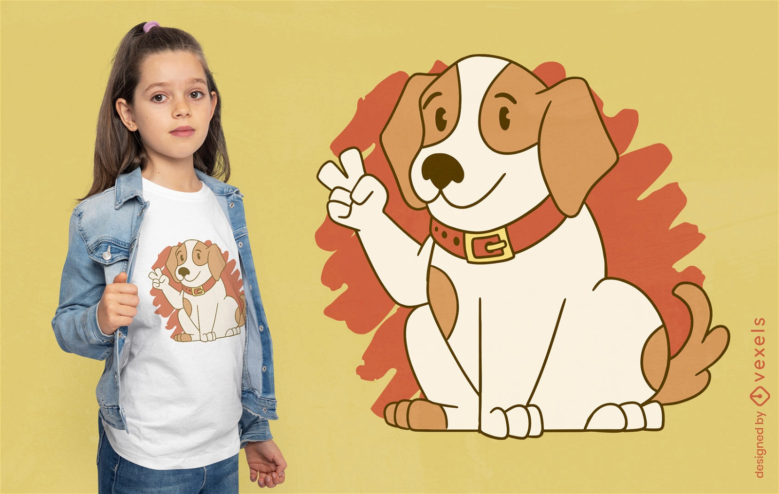 Design de camiseta de sinal de paz de cachorro