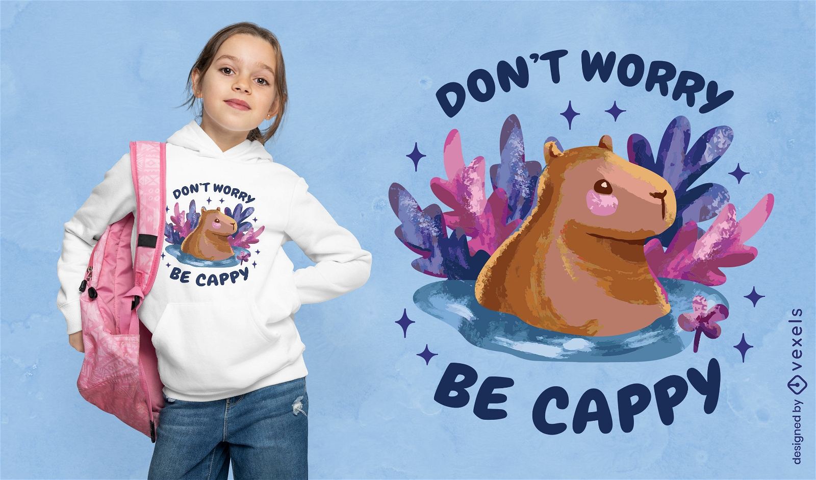 K?hles Capybara-Aquarell-T-Shirt-Design